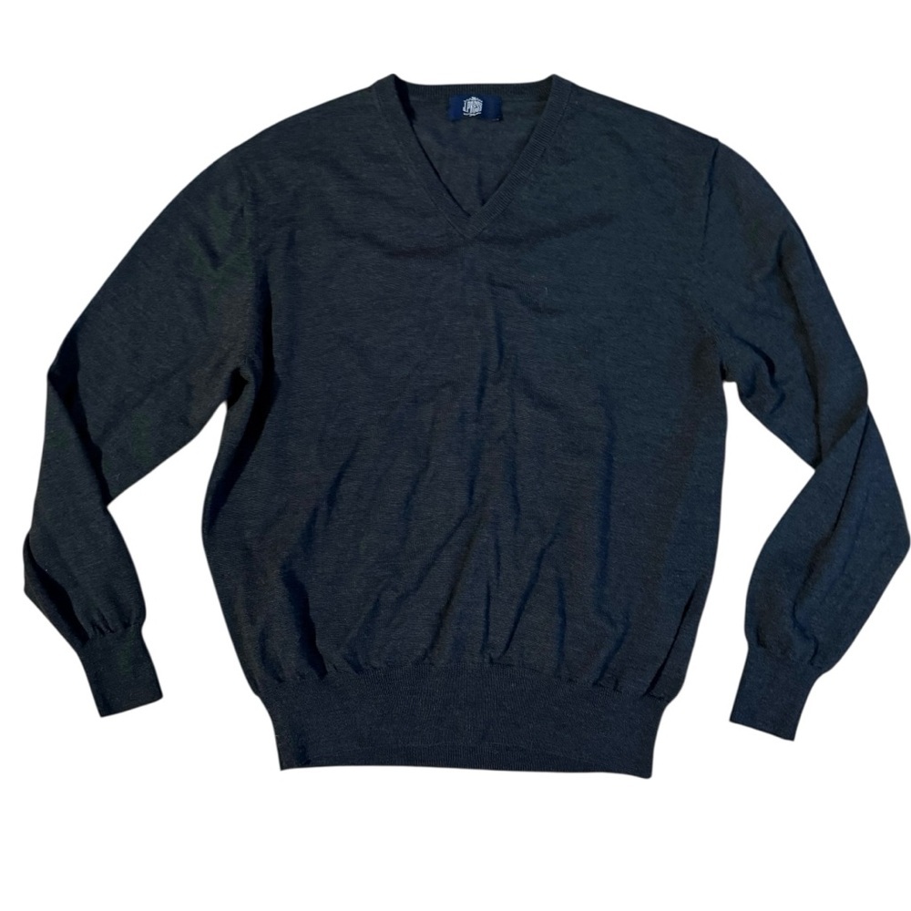 J. Press Charcoal Gray Wool V-Neck Sweater Size UK 44”/EUR 52